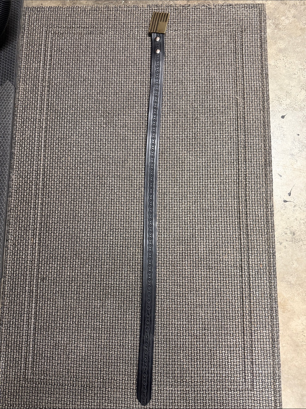 Men's Black Leather Belt with Brass Buckle